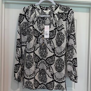 Lilly Pulitzer Black and White Patterned Blouse